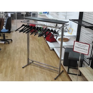 Стійка для одягу двостороння з полицею (довж. 1м, висота 1,25м)